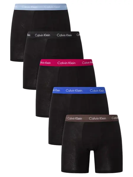 Image of Calvin Klein 5 Pack Cotton Stretch Boxer Briefs Black (Multi) S