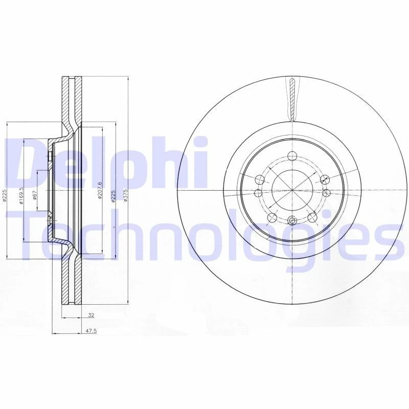 Image of DELPHI Brake disc DELPHI BG9060C