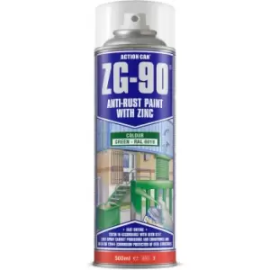 image of ZG-90 Green Anti Rust Cold Zinc Galvanising Colour Spray Paint 500ml - Action Can