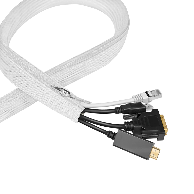 Image of LogiLink Cable sleeve with zipper. Polyester. OD: 30 mm. white. 5 m