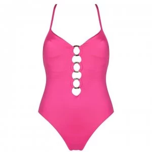 Image of Seafolly Active Ring Maillot Swimsuit - Ultra Pink