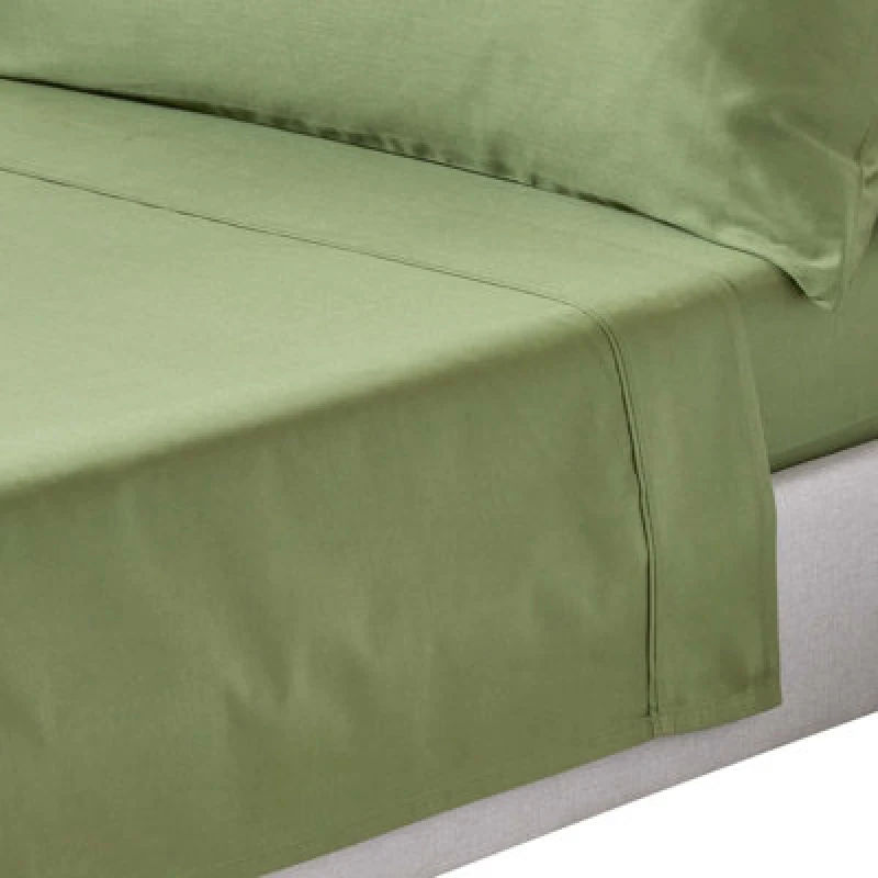 Image of Homescapes Organic Cotton Flat Sheet 400 TC Green