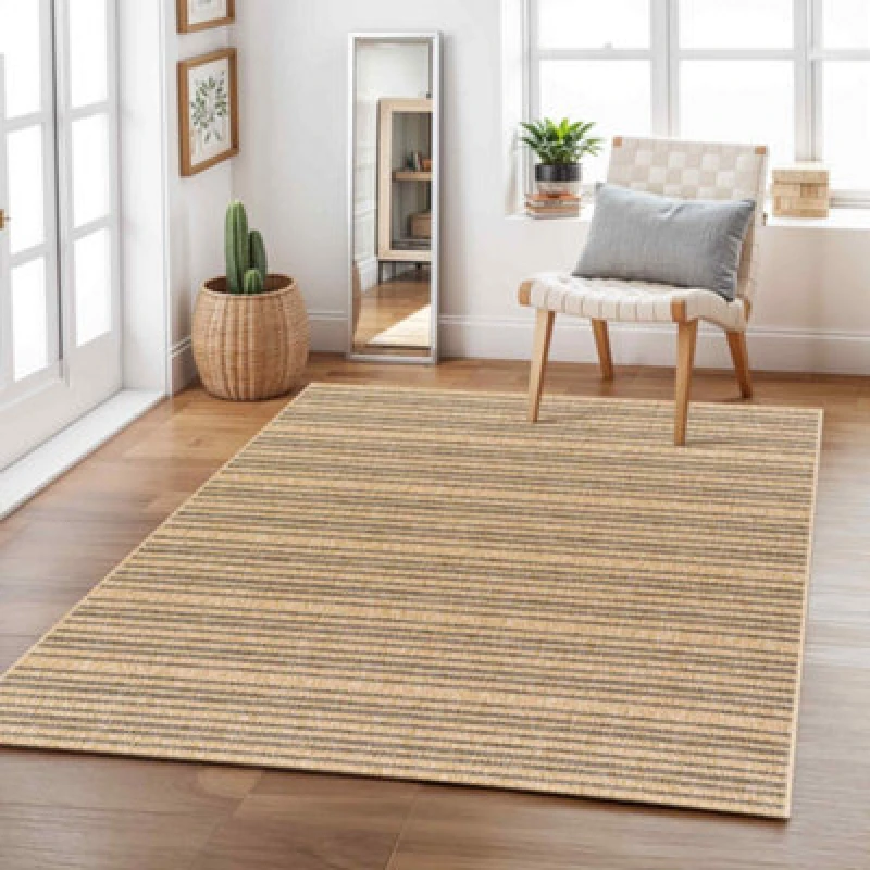 Image of Livabliss In- & Outdoor Cottage Jute-Look Brown Striped Betsy Area Rug 120 X 170 Cm - Easy To Clean, Perfect For Balcony Or Dining Room