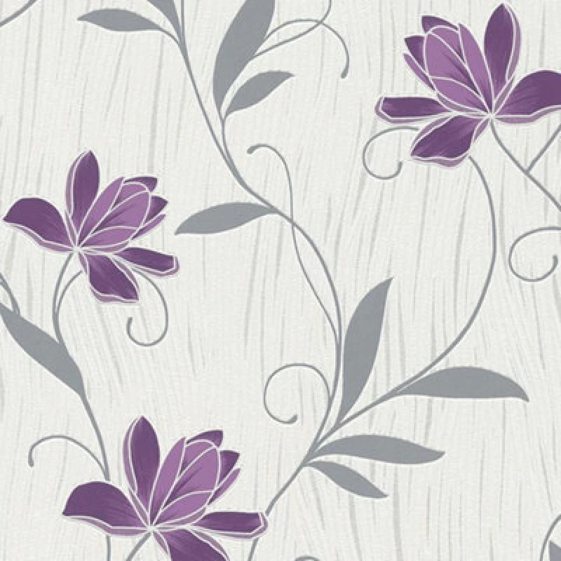 Image of Lotus Wallpaper As Creation Floral Textured Glitter Vinyl Grey Purple White