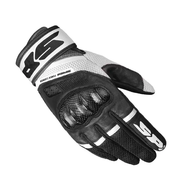 Image of Spidi Power Carbon Lady Gloves Black White Size XS