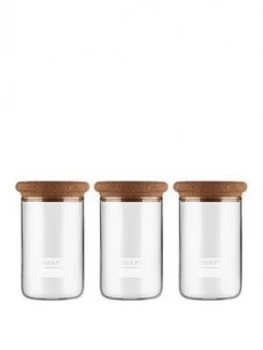 image of Bodum Yohki Set Of 3 Storage Jars With Cork Lid