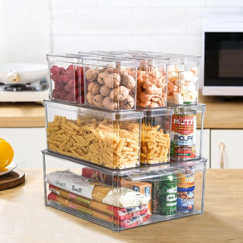 Image of LIFE IDEAS Set of 10 Fridge Storage Containers Clear2 unisex L