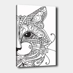 Image of MANDALA106 White Black Decorative Canvas Painting