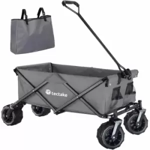 image of Tectake Foldable Garden Trolley With Wide Tires (80Kg Max Load) Grey