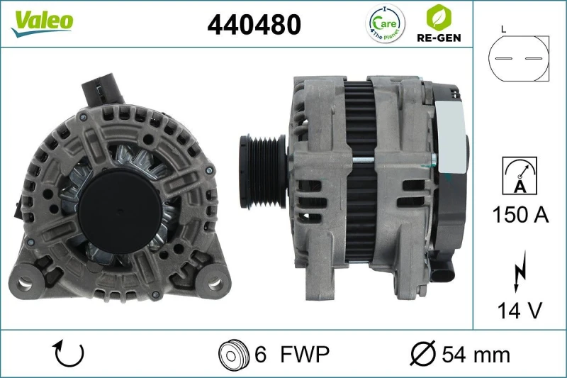 Image of VALEO 440480 Generator Alternator Charging Current: 150A, Voltage: 14V, REMANUFACTURED PREMIUM Alternator (4)