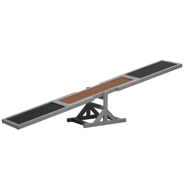 Image of PawHut Wooden Pet Seesaw for Big Dogs, Agility Training Equipment for Dogs with Anti Slip Surface, 180 x 30 x 30 cm, Grey