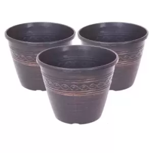 Image of YouGarden Set Of 3 Infinity Round Copper Brushed Planters 28Cm