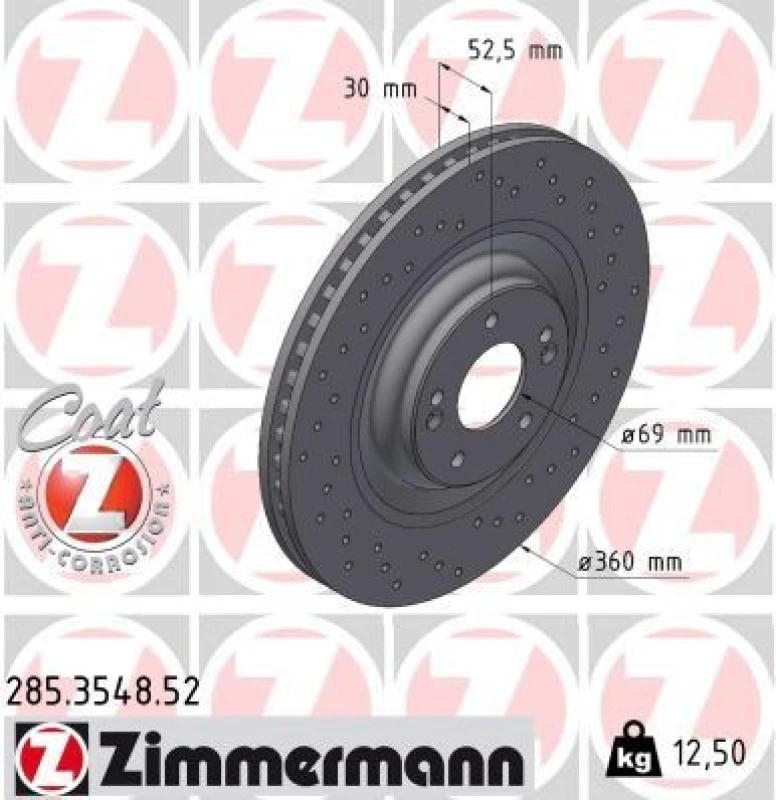 Image of ZIMMERMANN Brake disc ZIMMERMANN 285.3548.52