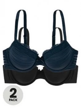 Dorina Ida 2 Pack Light Padded Demi Bra - Black/Ink