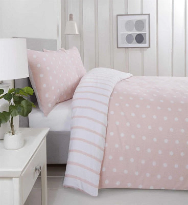 Image of Rapport Home Spots & Stripes Microfibre Duvet Set King Blush, Pink SPOTMFKINGBLSH