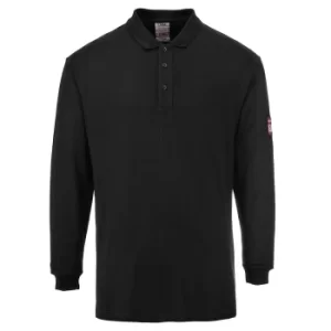 image of Modaflame Mens Flame Resistant Antistatic Long Sleeve Polo Shirt Black M