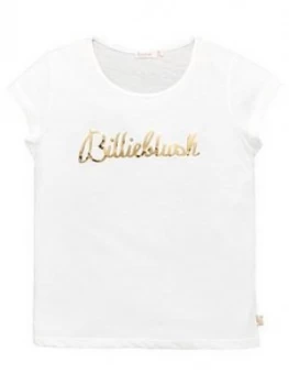 Image of Billieblush Girls Short Sleeve Metallic Logo T-Shirt - Ivory, Size Age: 5 Years, Women