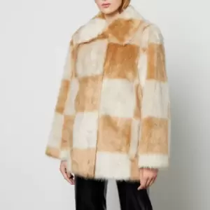 image of Stand Studio Nani Checked Faux Fur Jacket - FR 36/UK 8