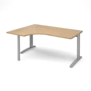 Image of Office Desk Left Hand Corner Desk 1600mm Oak Top With Silver Frame 1200mm Depth TR10 TBEL16SO
