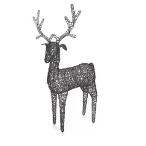 image of The Winter Workshop - 150cm Outdoor PVC Rattan Grey Christmas Reindeer Figure - Battery or Mains Operated