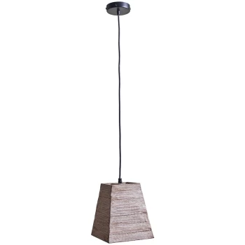 Image of Minisun - Natural Rustic Wood Square Design Ceiling Light Fitting- No Bulb