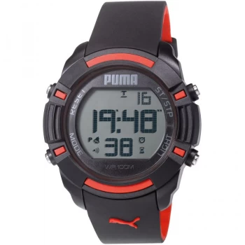 image of Mens Puma PU91122 SIXTY BYTES - Black red Alarm Chronograph Watch