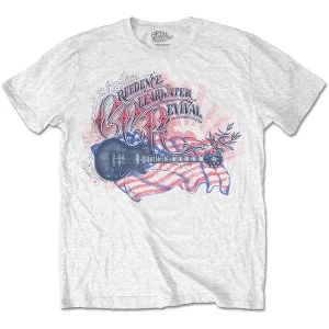 Image of Creedence Clearwater Revival - Guitar & Flag Unisex Large T-Shirt - White