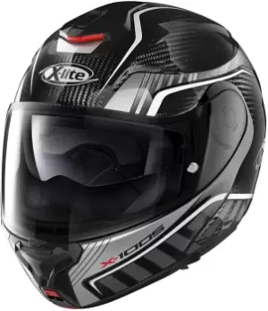 image of X-Lite X-1005 Ultra Carbon Cheyenne N-Com Helmet, black-white, Size L, black-white, Size L