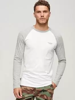 Image of Superdry Essential Baseball Long Sleeve T-Shirt - White, Size 2XL, Men