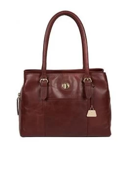 image of Pure Luxuries London Fleur Leather Zip Top Handbag - Chestnut