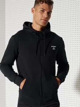 image of Superdry Training Sport Zip Hoodie - Black, Size S, Men