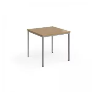 Image of Flexi 25 square table with silver frame 800mm x 800mm - oak