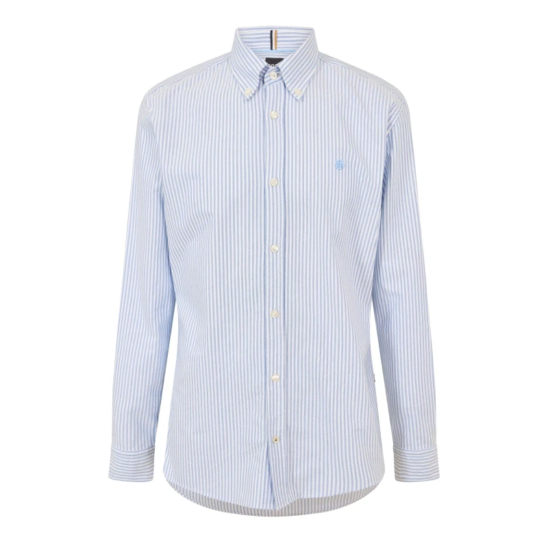 Image of BOSS Mens Long Sleeve Oxford Shirt Oxford Shirt - Long Sleeve XS Blue 55078818310