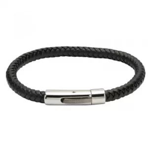 image of Unique Gunmetal Black Leather Bracelet B371BL/21CM