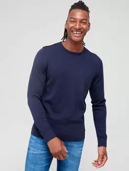 Image of Calvin Klein Merino Crew Neck Sweater - Navy, Size 2XL, Men