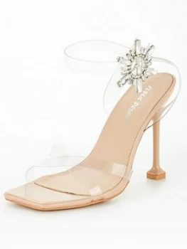 Image of Public Desire Pyramid Heeled Sandal - Nude, Size 8, Women