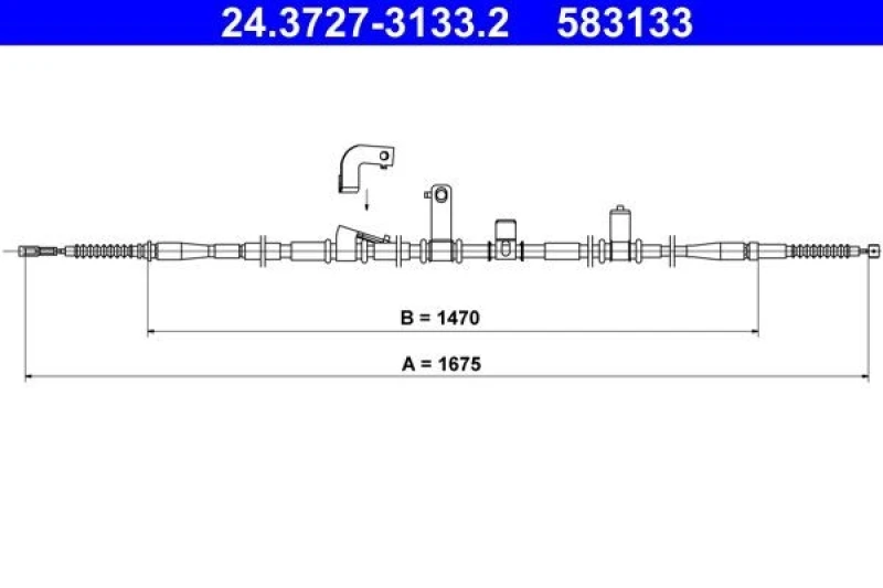 Image of ATE 24.3727-3133.2 Brake Cable 1675mm Cable,parking brake (124)