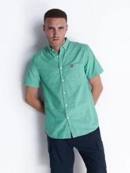 Image of Lyle & Scott Short Sleeve Lightweight Slub Oxford Shirt - Blue