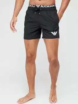 Image of Emporio Armani Waistband Swim Shorts - Black, Size 52, Men