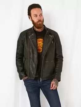 Image of Joe Browns Very Vintage Leather Jacket - Black Size M Men