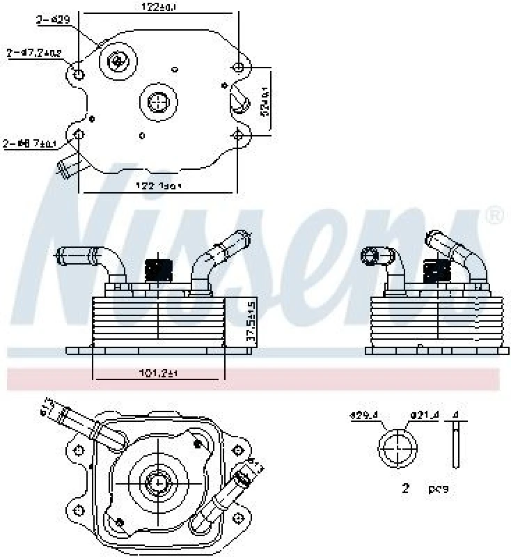 Image of NISSENS 91440 Oil Cooler ** FIRST FIT ** with gaskets/seals, without filter Aluminium Oil Cooler,engine oil (469)
