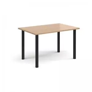 Image of Rectangular Black radial leg meeting table 1200mm x 800mm - beech