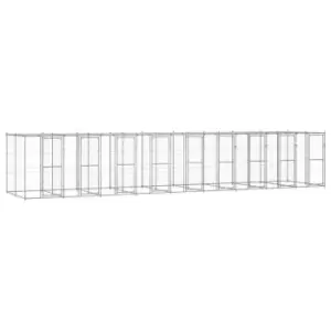Image of Vidaxl Outdoor Dog Kennel Galvanised Steel With Roof 21.78 M