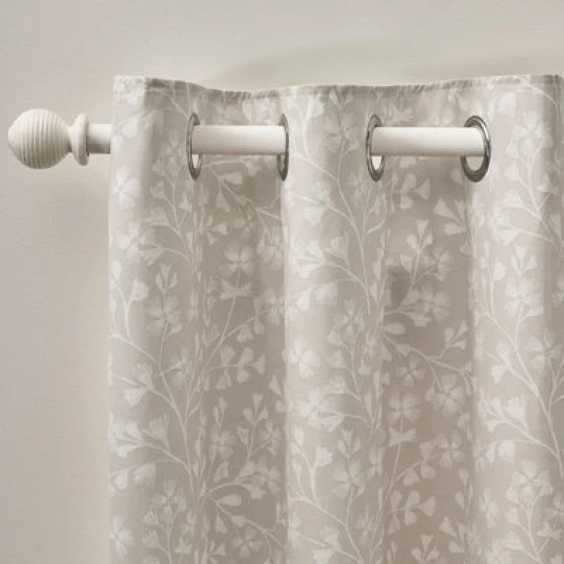 Image of Catherine Lansfield Brooke Floral 66X90" Lined Eyelet Curtains Two Panels Natural