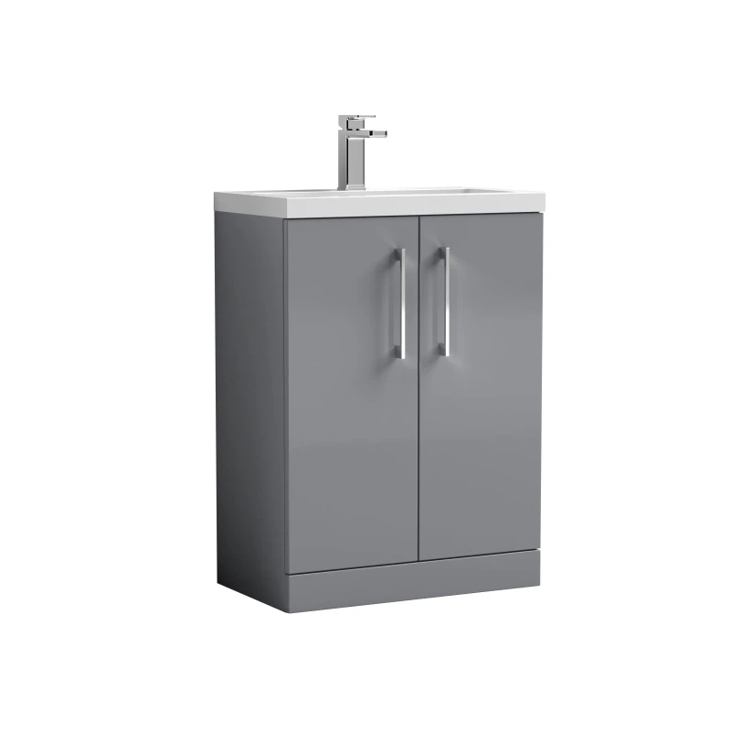 Image of Balterley Floor Standing 2 Door Vanity Polymarble Basin Satin Grey 600mm Grey