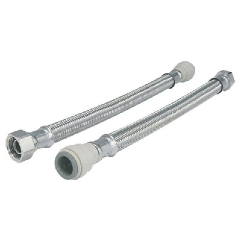 Image of John Guest Braided Hose 1000mm - 15mm X 1/2 Silver
