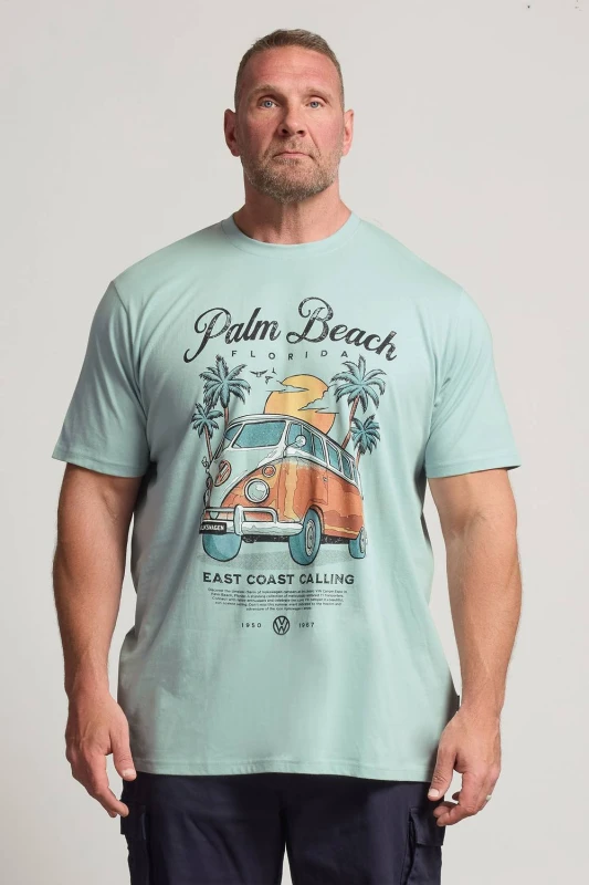 Image of BadRhino Mens Extra Long VW Graphic T-Shirt in Light Blue Size: 1XL Light Blue Male 1XL