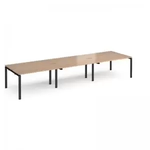 image of Adapt triple back to back desks 4200mm x 1200mm - Black frame and