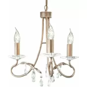 Image of 3 Bulb Chandelier Hanging Pendant LIght Silver/Gold LED E14 60W Bulb