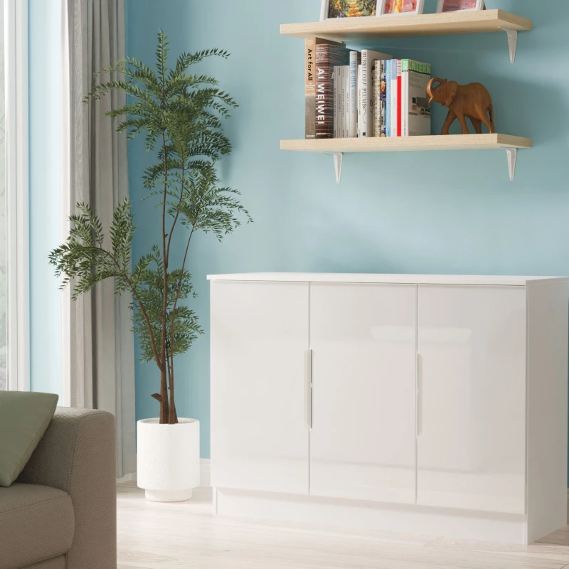 Image of Welcome Furniture Welcome Furniutre Milan 3 Door Sideboard - Ready Assembled MIL205WGW